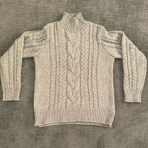 Mystree Gray Cable Knit Turtleneck Sweater